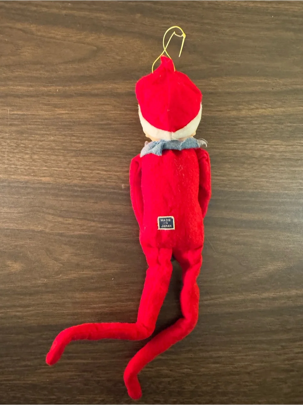 Vintage Made in Japan Knee Hugger Elf Pixie Tree Hugger Christmas Ornament 12”